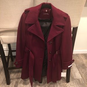 Calvin Klein Burgundy Peacoat NWT